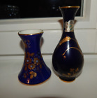 2 kleine, kobalt-blaue Vasen mit Golddekor alka Kunst "Amber" und TK Bavaria