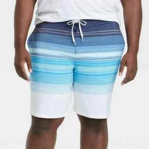 Goodfellow & Co Big & Tall 10" gestreifte Boardshorts – atlantikblau Größe W44 - Bild 1 von 2