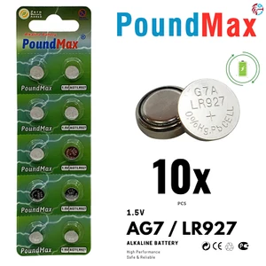 PoundMax AG7 LR927 Batteries 1.5v Alkaline Button Cell Battery - 10 Count - Picture 1 of 13