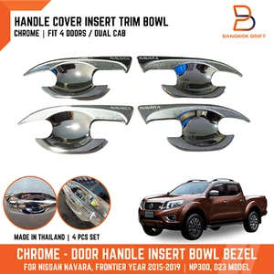 CHROME 4 DRS HANDLE COVER INSERT TRIM BOWL FOR NISSAN FRONTIER D23 15-19 NP300 - Picture 1 of 10
