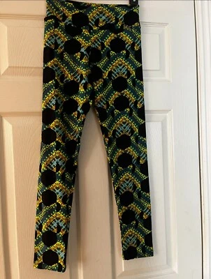 Leggings LULAROE Negro Azul Amarillo Orejas de Minnie Estampado de Lazo Talla Única Disney Foto 1 de 3