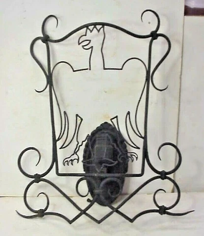 unusual antique Eagle Wall Electric Fixture made of brass and bent steel Cover