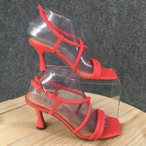 Unisa Sandals Womens 8 M Sailor Strappy Slingback Red Faux Leather Square Toe - Picture 1 of 11