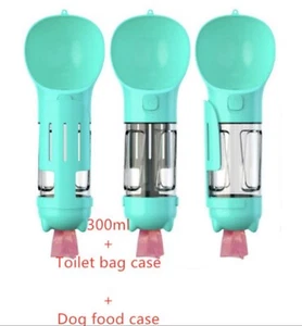 Portable Pet Cat Dog Water Bottle Dispenser Travel Feeder Tray Drink Cup 300 ML - Picture 1 of 4