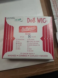 Vintage Dollspart Größe 8 Honigblonde Puppenperücke Zopfstil im Originalkarton - Bild 1 von 5