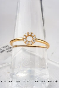 $895 Bony Levy 18K Rose Gold Pave Diamond Open Circle Ring Size 6 - Picture 1 of 8