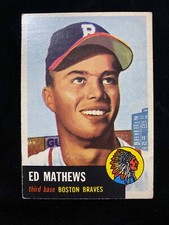 1953 Topps #37 Ed Eddie Mathews HOF VG, Braves Legend, Second Year Card