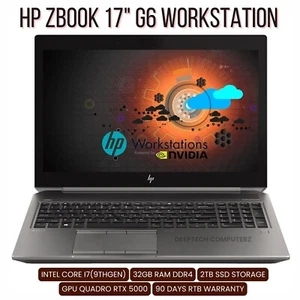 HP ZBook 17 G6 Workstation FHD i7-9850H 128GB RAM 2TB SSD RTX 5000 16GB Gaming - Picture 1 of 8