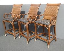 Vintage Bamboo Rattan Style Black & Brown Bar stools ~ Tommy Bahama Style   