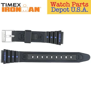 Timex Ironman Rubber Watch Strap 15mm Blue Silk Print - Picture 1 of 2