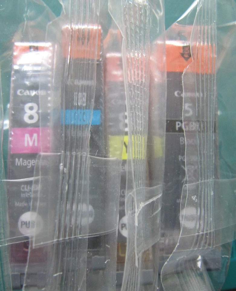 Canon ink cartridges, CLI-8C, 8M, 8Y and Pg1-5bk unopened - Image 1 of 1