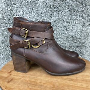 Josef Seibel Leather Ankle Boots Women's Size 7 EU 38 Brown Side Zip Booties
