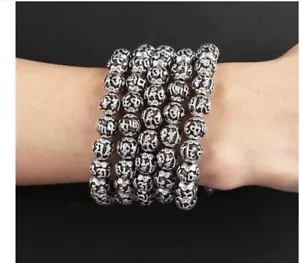 Bracciale 108 pezzi perline vero argento sterling 925 link o mani padme hum buddismo - Foto 1 di 4