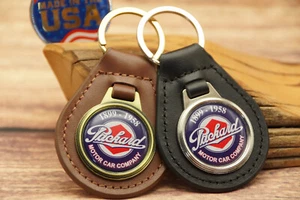 NEW RARE VINTAGE 1970s PACKARD MOTOR CAR COMPANY Leather CAR Key Chain Ring Fob - Picture 1 of 6