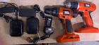 TWO Used Black & Decker Drills 18v * with three chargers *TESTED & WORKING