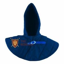 Medieval Blue Colour Gambeson Cotton Hood with Collar