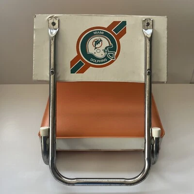 Vtg Miami Dolphins Football Folding Stadium Seat Bleacher Chair NFL Vinyl 80s - Imagem 1 de 4