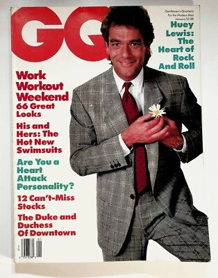 1987 January GQ Gentlemens Quarterly Magazine Huey Lewis Cindy Crawford Swimsuit - Image 1 of 4