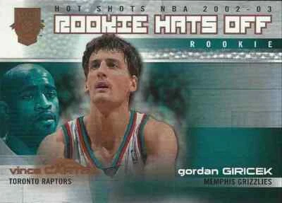 2002-03 Fleer Hot Shots Gordan Giricek ROOKIE HATS OFF RC Vince Carter #57/99  - Image 1 of 2