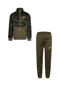 Nike Boy`s Therma Dri Fit Jacket & Pants 2 Piece Set Olive(86H109-E6F)/Orange, 6 - Picture 1 of 2