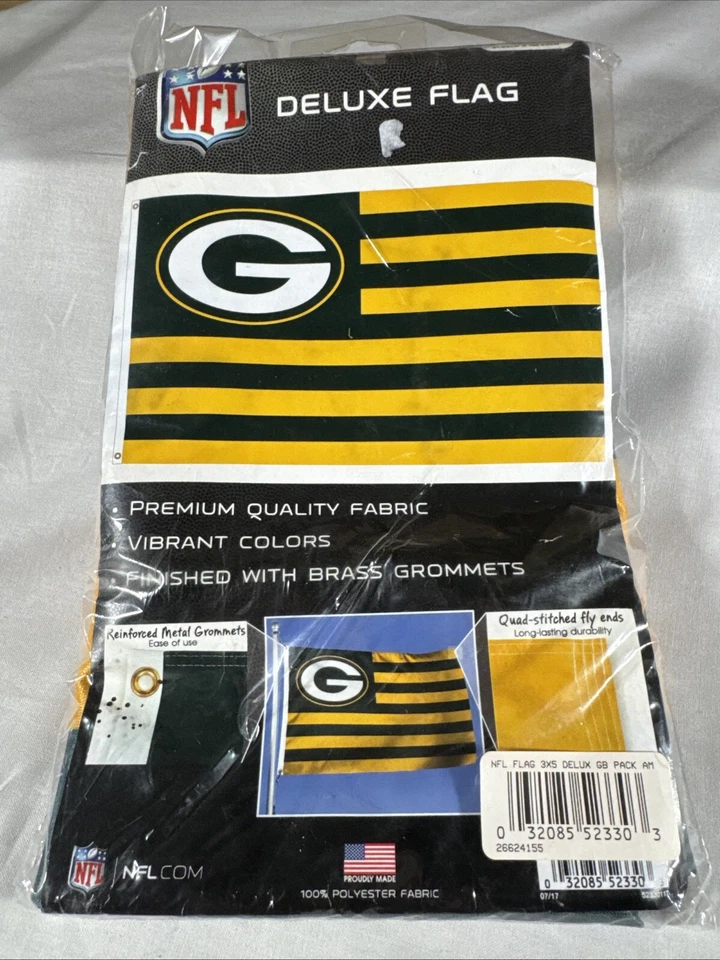 WinCraft Flag Green Bay Packers NFL Deluxe Premium 3x5ft Fabric Quality Grommets