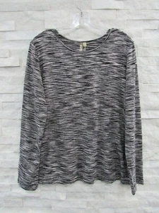 NWT Comfy USA Black White Space Dyed Rayon Jersey Stretch Funky Top Tee Shirt XL - Picture 1 of 5