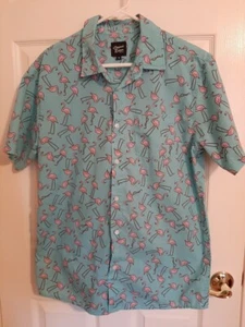 Original Deluxe Supply Flamingo Button Up Shirt Medium Size Light Blue - Picture 1 of 3