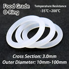 Food Grade O-Ring White Silicone Rubber O Rings Cross Section 3mm，OD 10mm-100mm
