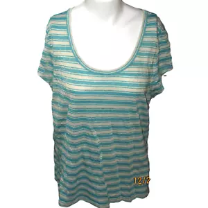 The Limited Top Metallic Sparkle Aqua Beige a righe cappuccio manica donna XL NUOVO - Foto 1 di 19