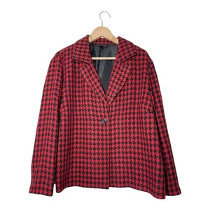 Briggs New York Damen Hahnentritt Blazer Einknopf Größe 2X XXL Rot Schwarz - Bild 1 von 4