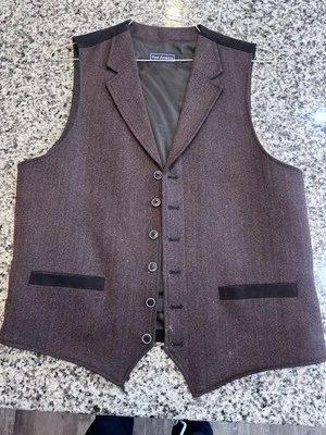 Paul Fredrick Waistcoat Vest Brown Checker Wool Lightweight Men Sz 40 BLN - Image 1 of 4