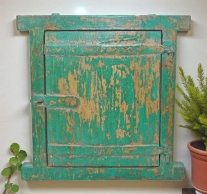 Antique Wooden Wall Décor Small Window Original Old Hand Crafted New Painted - Picture 1 of 6