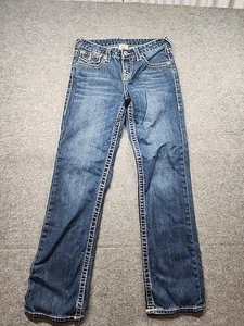 True Religion Girls 12 Dark Wash Y2K Flap Pocket Blue 27x26.5 Cotton Denim Jeans - Picture 1 of 17