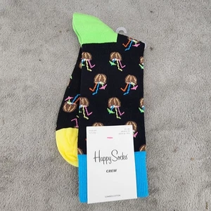 Happy Socks Mens 8-12 Black Coconut Cocktail Novelty Crew *NWT* - Picture 1 of 7