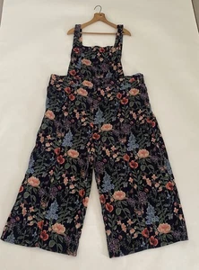 Cider Lightweight Corduroy Plus 3XL Floral Pocket Wide Leg Overall Jumpsuit EUC - Picture 1 of 7