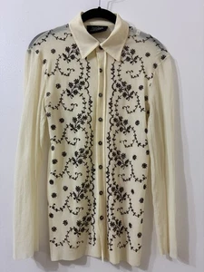 Jean Paul Gaultier Bluse creme und schwarz bestickt - Bild 1 von 14