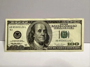 Serie 1998 ~ Billete de cien dólares de Estados Unidos $100 ~ Nueva York ~ AB 85305126 L - Imagen 1 de 4