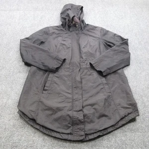 Chaqueta Eileen Fisher Mujer Grande Negra Con Capucha Mezcla Algodón Orgánico Abrigo Anorak - Imagen 1 de 23