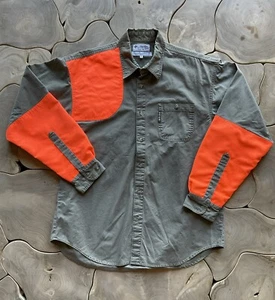 Columbia Sportswear Khaki Men's Size Large Hunting Blaze Orange Patch Button Dow - Picture 1 of 6