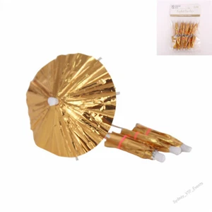 12 GOLD FOIL UMBRELLA PICKS COCKTAIL NEW YEAR CHRISTMAS BIRTHDAY PARTY DECOR - Picture 1 of 1