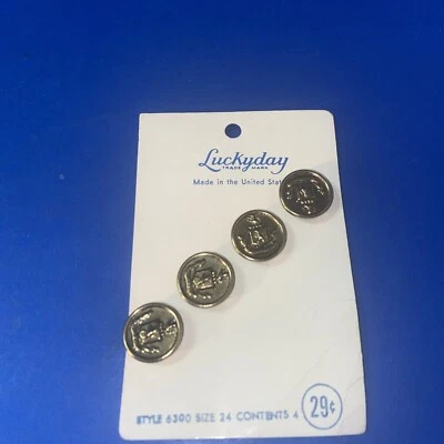 Vintage Lucky Day 4 Gold Buttons With Insignia - Image 1 of 3