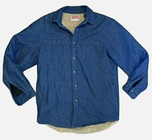 Vintage Wrangler Premium Quality Blue Fur Lined Denim Shirt Size 2XL - Picture 1 of 11
