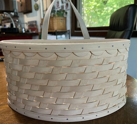 Rare Longaberger SCALLOP Large Wall Hanging Whitewashed Basket & Protector Cover