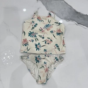 O'Neill Seabright vanilla tankini swim suit set Sz 14 girls tween slim floral - Picture 1 of 7