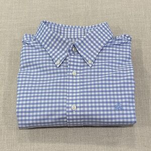 NEW Brooks Brothers 1818 Shirt Mens XXL Blue Gingham Check Button Up Logo Preppy