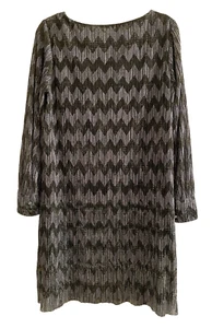Banana Republic Black, Silver & Gold Shimmer Cocktail Dress - 12P - Picture 1 of 9