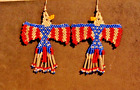 Handcrafted Beaded Dangle Earrings - 'Patriotic Eagles' - Newly Completed