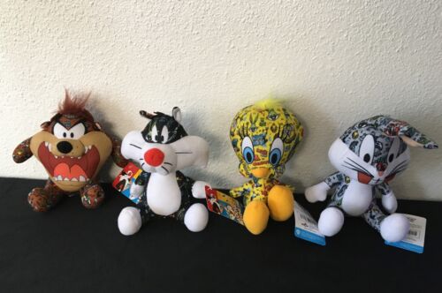 Lot Of 4 New Looney Tunes Sticker Bomb Tweety Bird  Plush Figure Toy 7"