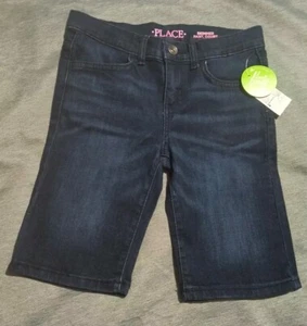Girls Childrens Place Skimmer Jean Shorts Size 8 Blue Denim Dark Wash  - Picture 1 of 7