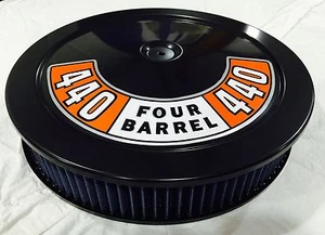 "FILTRO AZUL LAVABLE LIMPIADOR DE AIRE NEGRO 440 PLYMOUTH 4 BBL CARB NUEVO 14" - Imagen 1 de 6